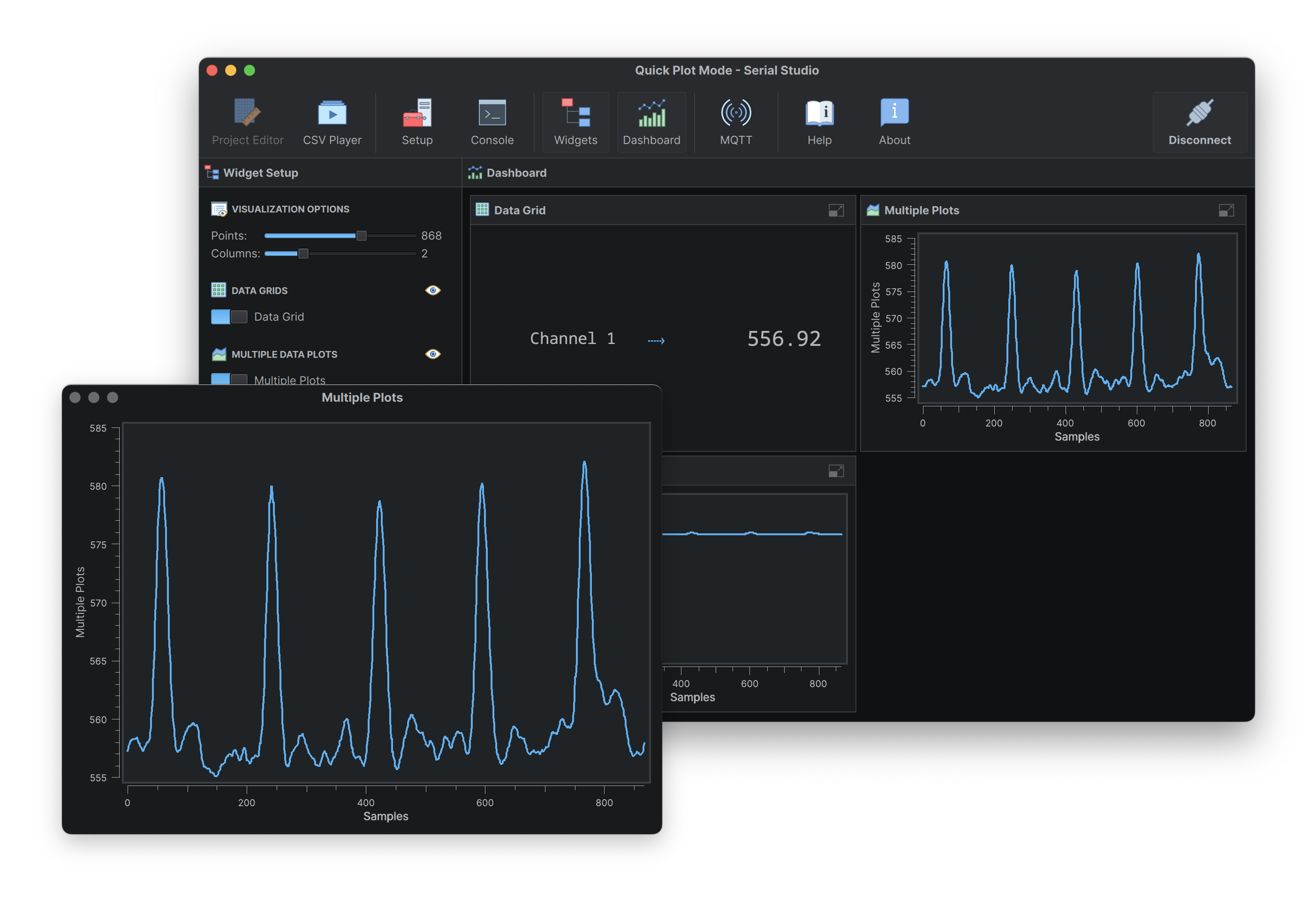 Pulse Sensor Data in Serial Studio